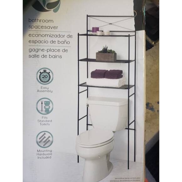 Zenna Home Over The Toilet Bathroom spacesaver Cross-Style, Oil Rubbed Bronze - Picture 2 of 4